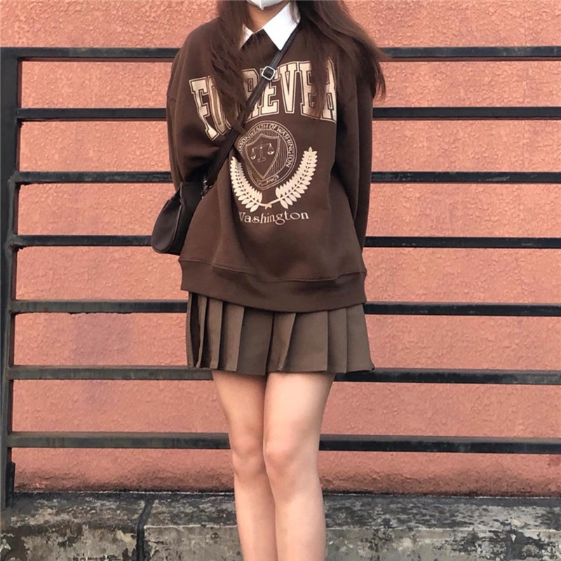 American Style Retro Sweater Women's Fleece Thick Plus Size Top