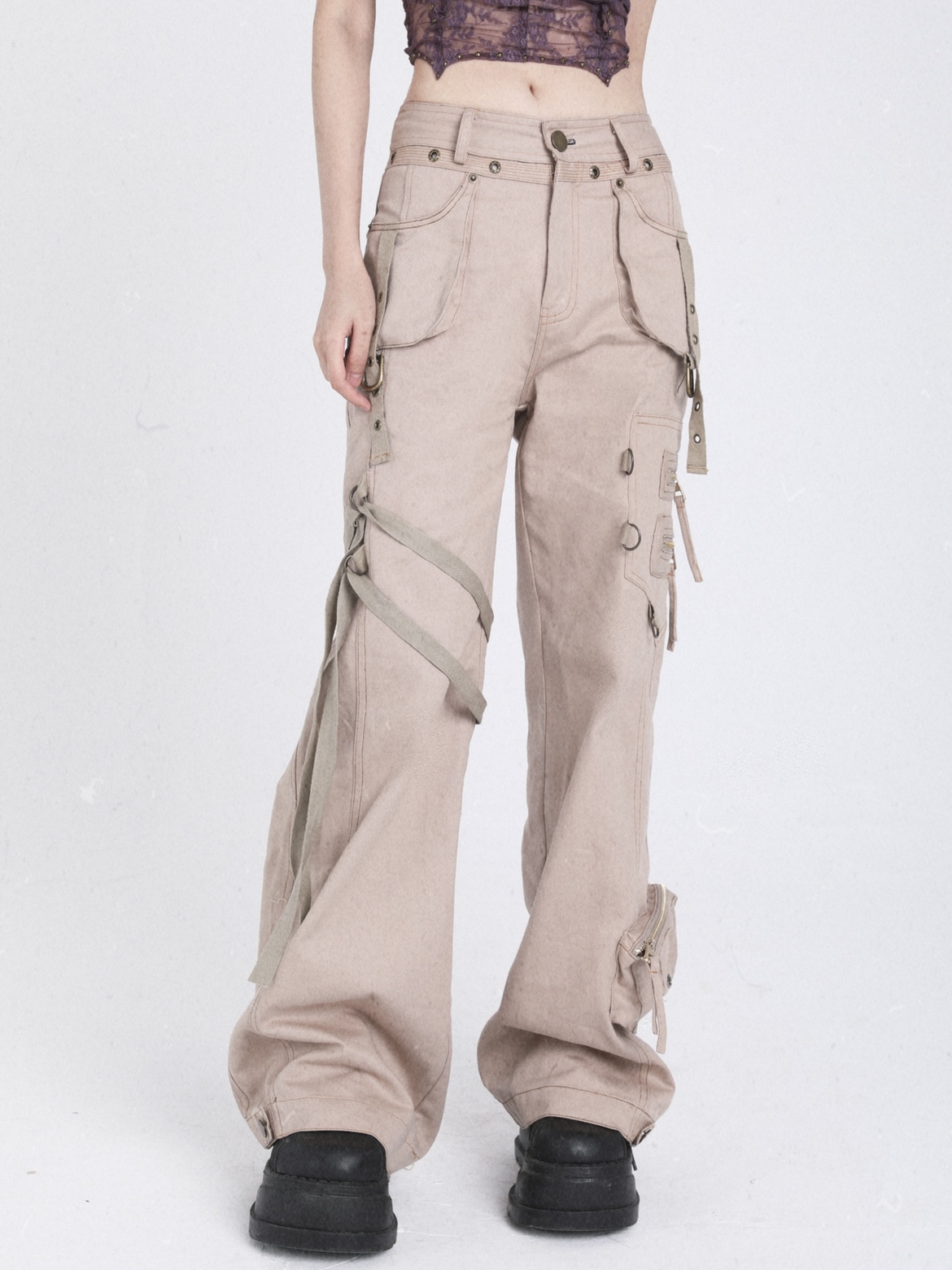 Three-color Heavy Industry Washed Denim Overalls