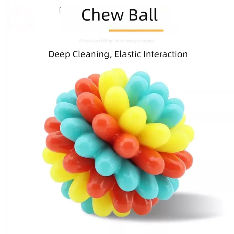 Pet Colorful Teething Toy Balls, And Cleaning