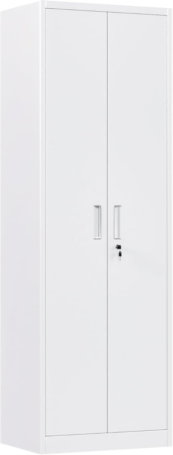SUPEER Filing Cabinet, Metal Cabinet With 4 Height-Adjustable Shelves, Sheet Steel Powder Coating, Steel Cabinet For Tools, Garage, H 180 Cm X W 60 Cm X D 40 Cm White - Image 1