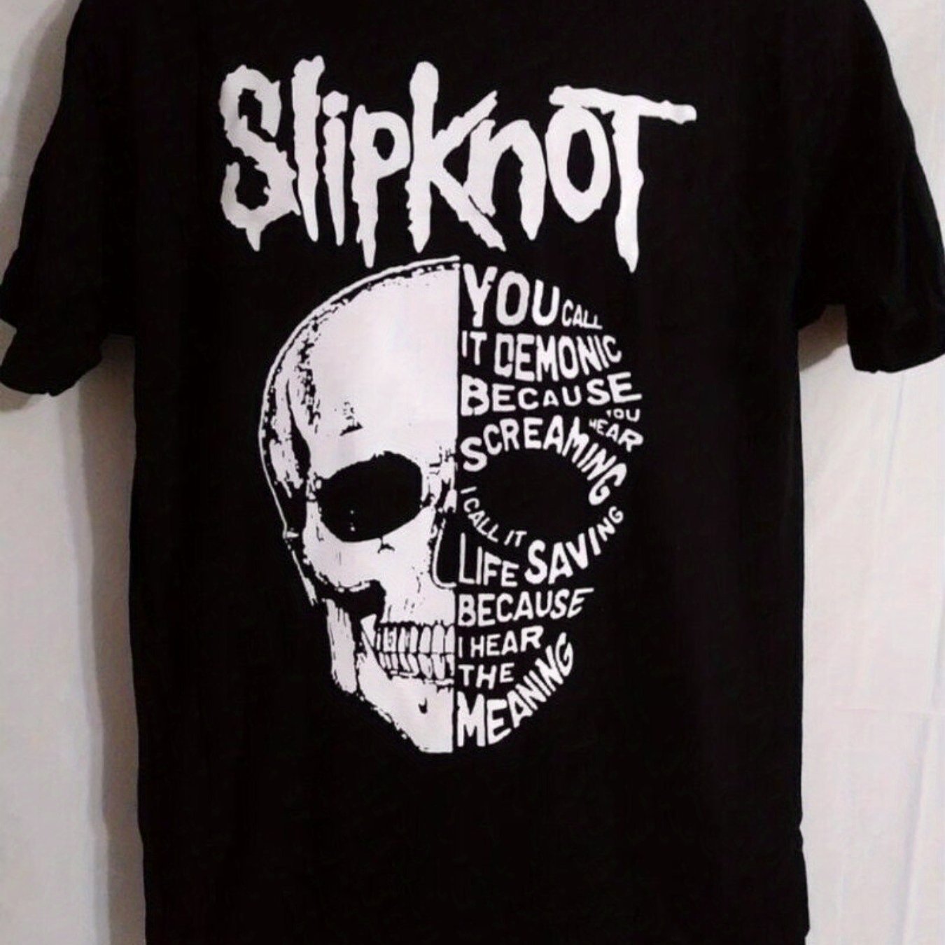 Sliding Knot Band Skull Men&#39;s Black T-Shirt Rock Band Heavy Metal