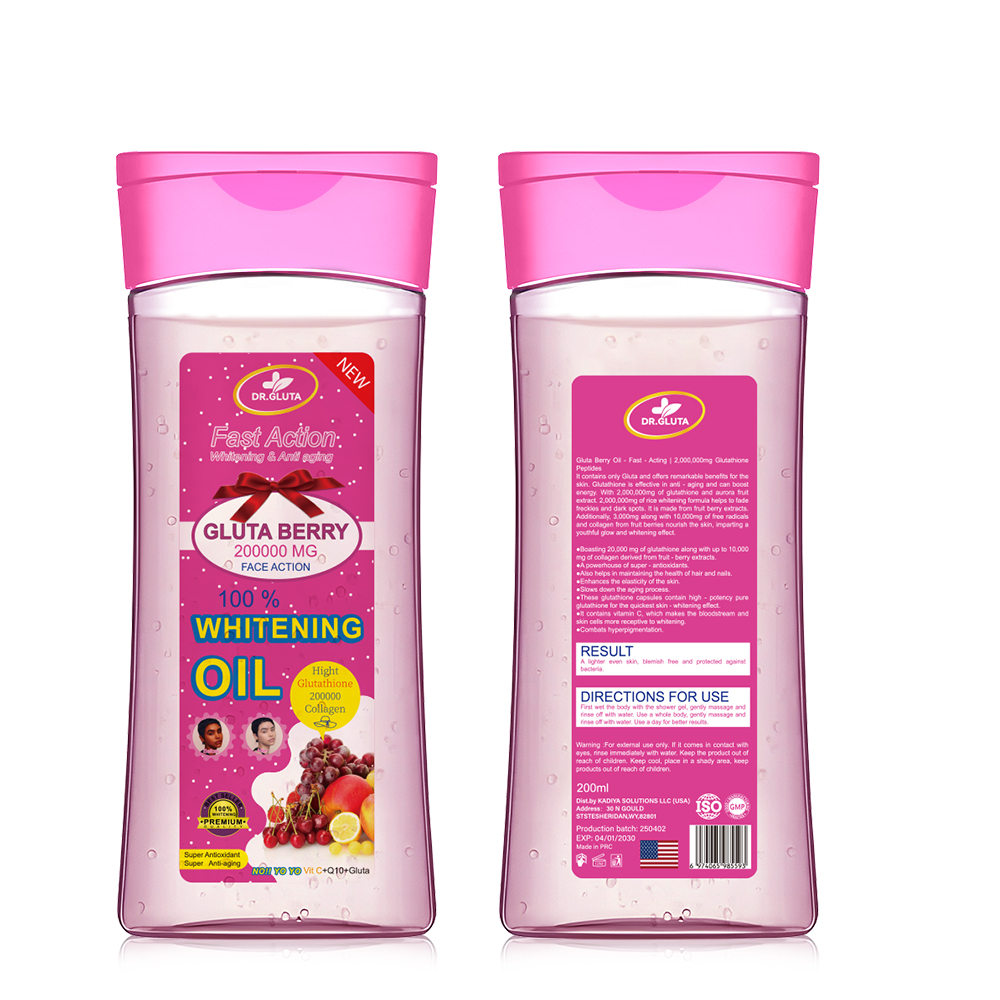 Glutathione Whitening Oil Fast Action Whitening & Anti Aging Body Oil Fruit Berry Collagen Skin Care 200ml — foto 2