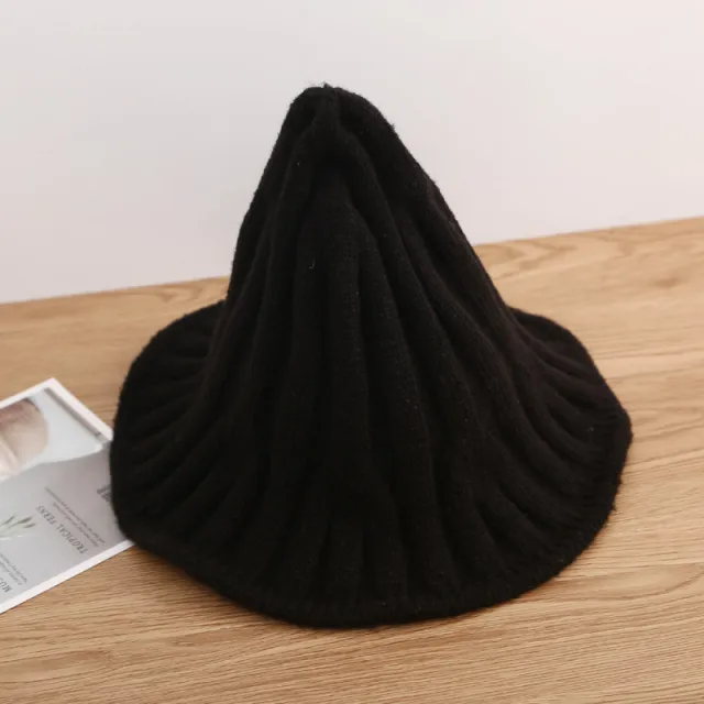 Fisherman Hat Women's Autumn And Winter Korean Fashion Trendy Wool Pointed Knit Hat Black - Shop at LoveMi