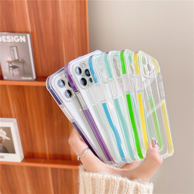 Coque de téléphone transparente épaissie à bord bicolore avec protection antichoc – violette – iPhone 6P/6SP