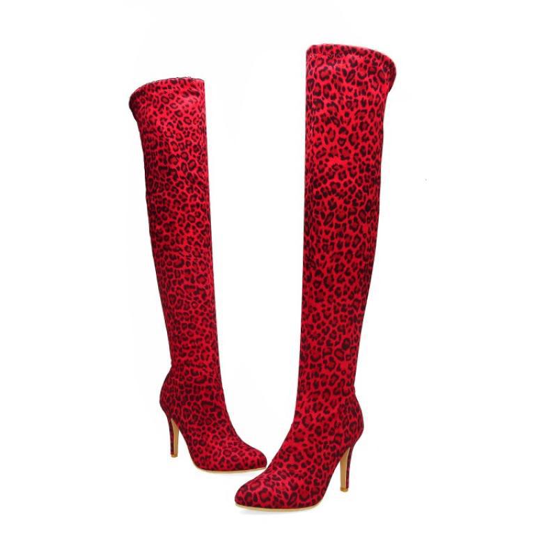 Stiletto High Heel Pointed Toe Over the knee Boots Red - Shop at LoveMi