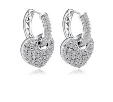 Full Diamond Zircon Micro-inlaid Peach Heart Love Earrings Earrings Jewelry Female