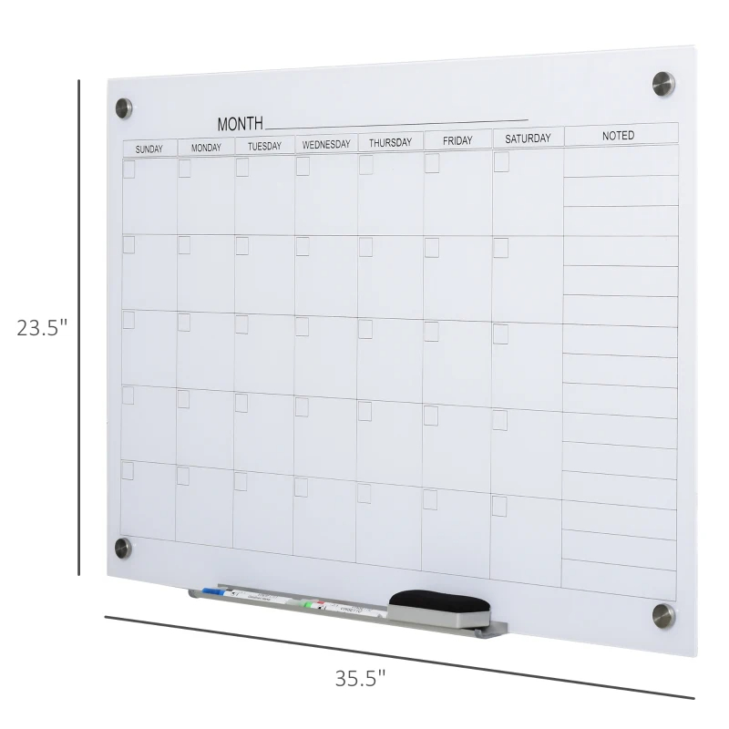 Dry Erase Wall Calendar Glass Whiteboard Monthly