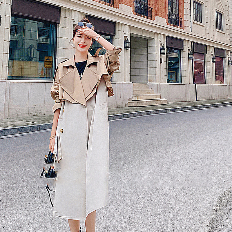 Women's Contrast Stitching Loose Casual Coat