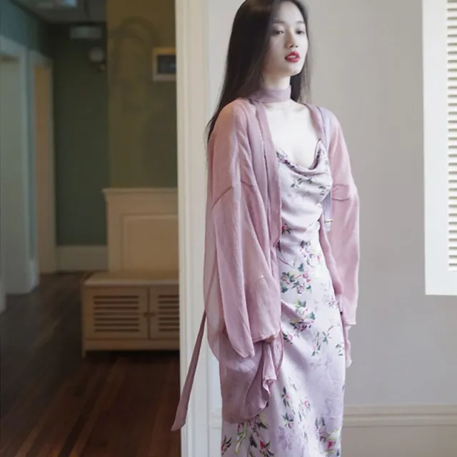 Two Piece Floral Suspender Dress Set Coat And Skirt - Shop at LoveMi