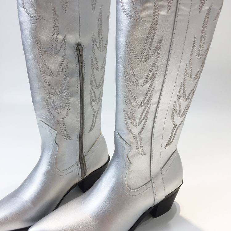 Title 8, Silver Embroidered Chelsea Boots Autumn And Winter