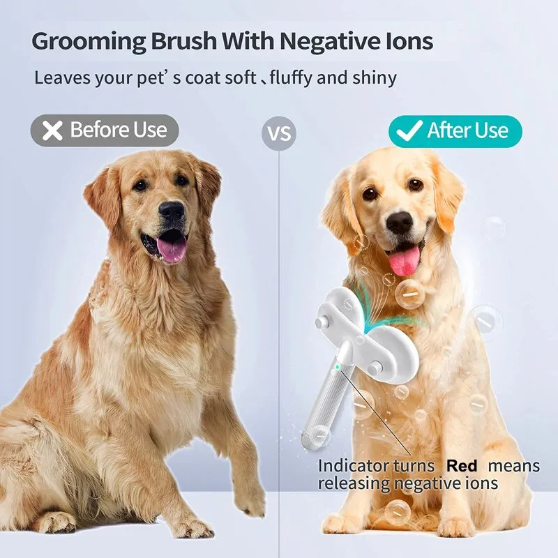 Pet Cat Brush Dog Slicker Brush Double-headed Negative Ion One-button Self Cleaning Dog Cat Hair Removal Pets Products – image 6