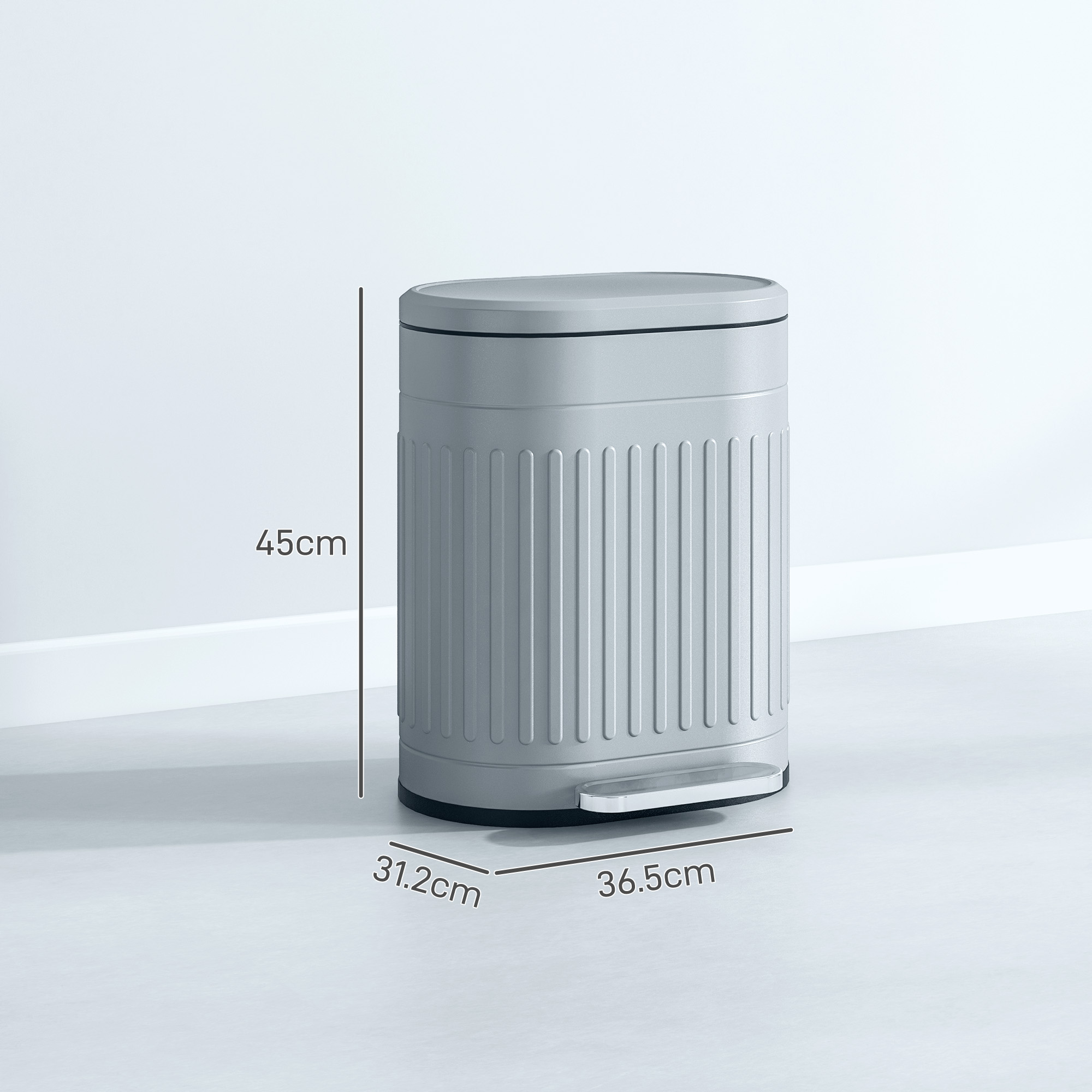 20 liter metal kitchen trash can with gradual lowering lid
