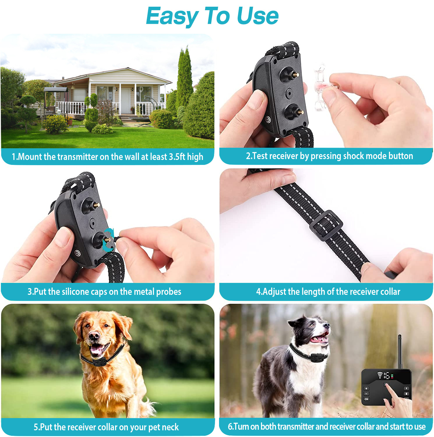 2 In 1 Wireless Electric Dog Fence Waterproof Pet Shock Boundary Containment System Electric Training Collar With 2 Receiver Collars For Small Medium Large Dogs