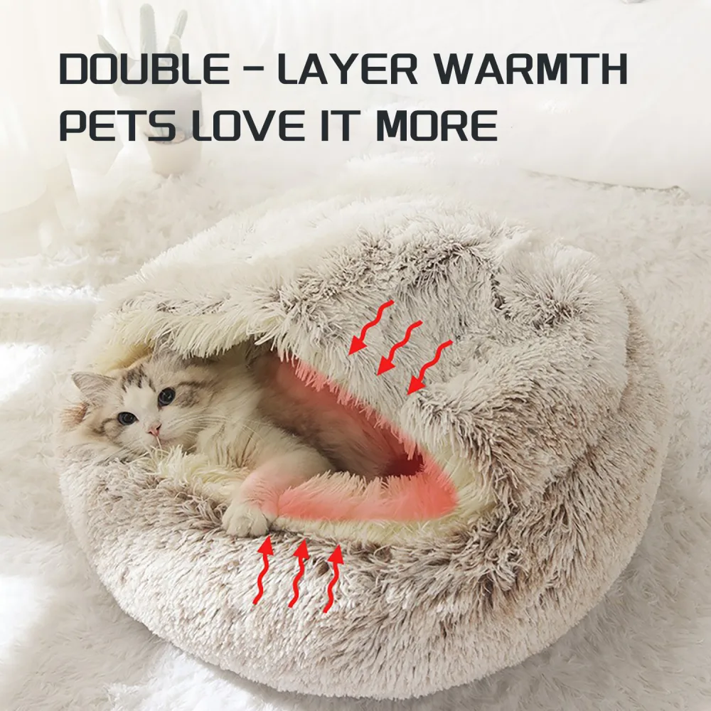 Luxurious Plush Round Cat Bed Cat Bed Soft Burrowing