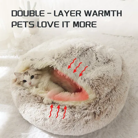 Luxurious Plush Round Cat Bed Cat Bed Soft Burrowing