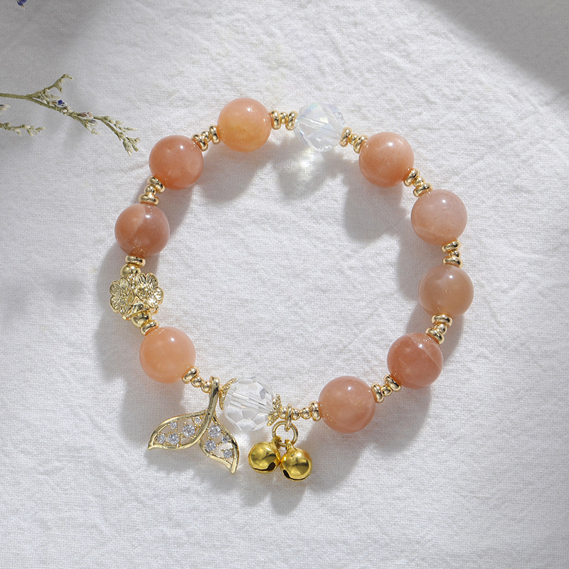 Title 4, Natural Orange Moonstone Crystal Bracelet Fisht...