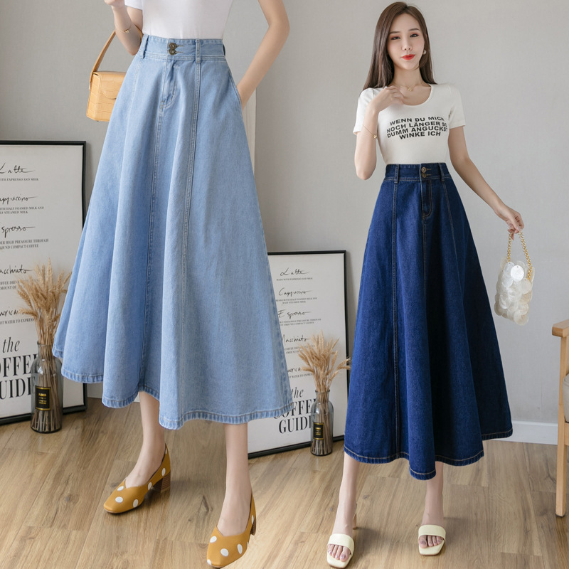 Title 4, Ladies Mid-Length Denim Umbrella Skirt A stylis...