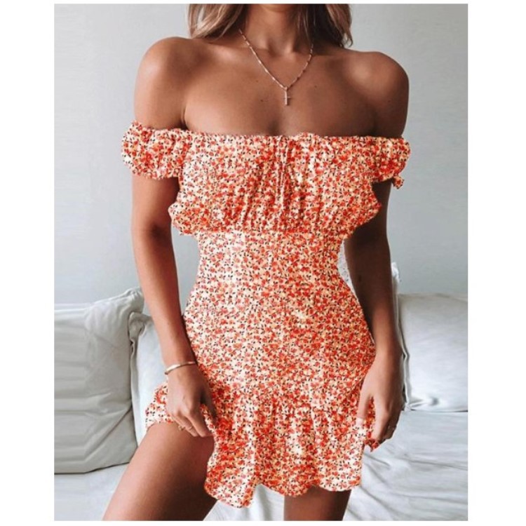 Women's Chiffon One Shoulder Print Dress