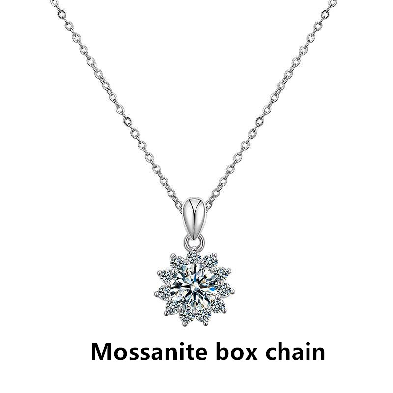 Moissanite Sun Flower Necklace 925 Sterling Silver