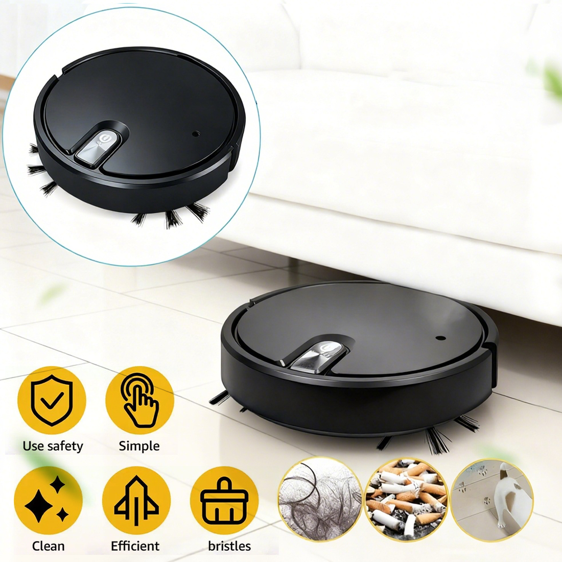 Smart Robot Vacuum Cleaner Automatic Rechargeable Floor Sweeper White — image 12