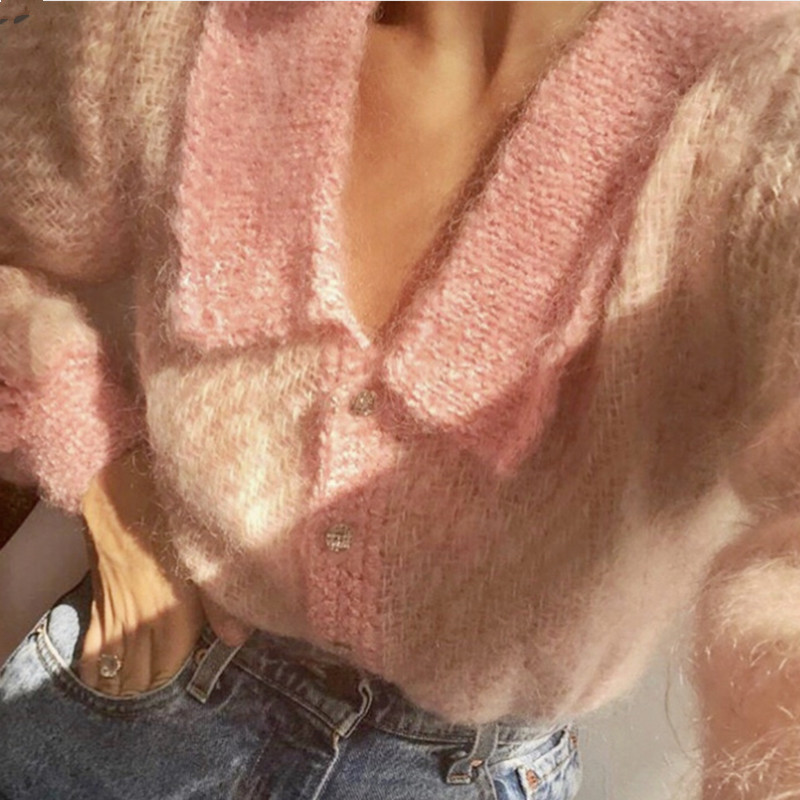 Japanese Retro Lapel Sweet Temperament Knit Sweater Girl Fashionable