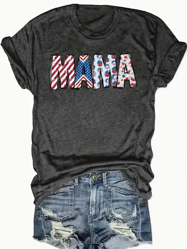 English Letters Printed Round Neck Vest Casual And Loose Daily Wear Women's Clothing Dark Gray - Shop at LoveMi
