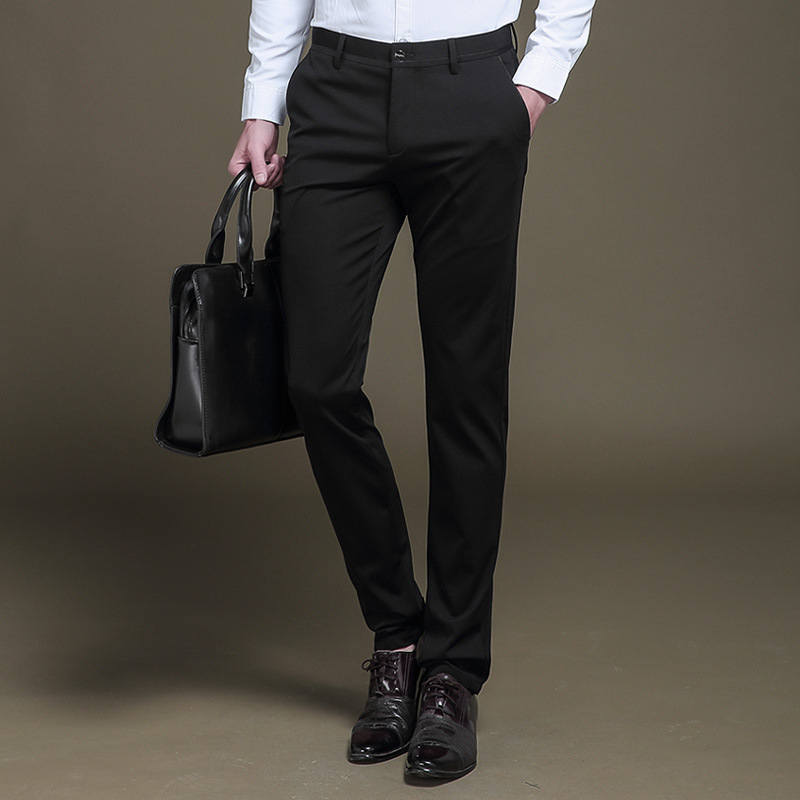 New Men's Business Casual Trousers Slim High Stretch Pants