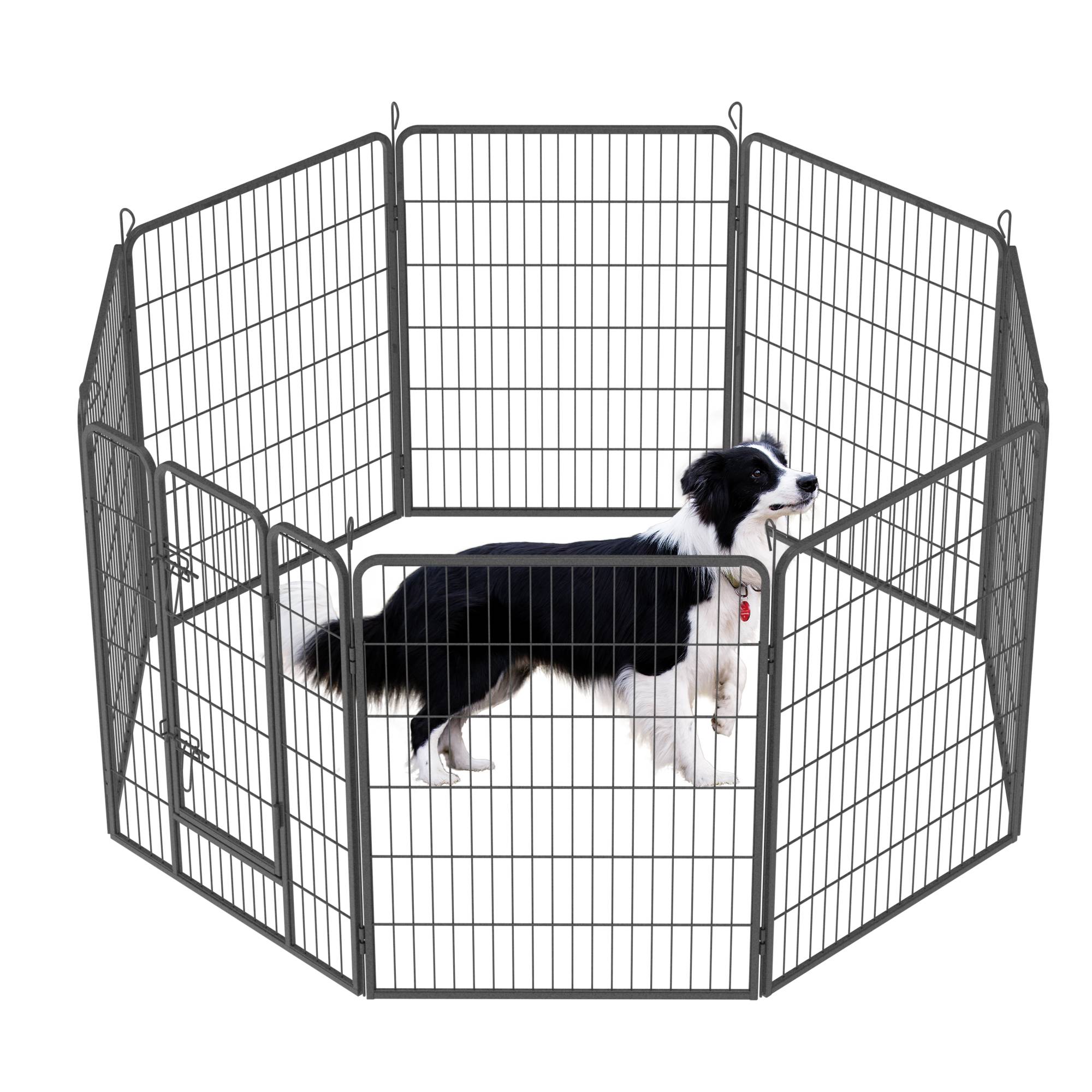 Dog Pens Outdoor Dog Fence Dog Playpen For Large Dogs Dog Kennel Pet Playpen Black - Shop at LoveMi