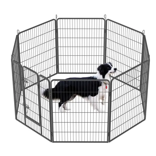 Dog Pens Outdoor Dog Fence Dog Playpen For Large Dogs Dog Kennel Pet Playpen Black - Shop at LoveMi