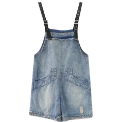 New Literary Large Size Plus Size Sister Jean Suspenders Female - Blue - View 1