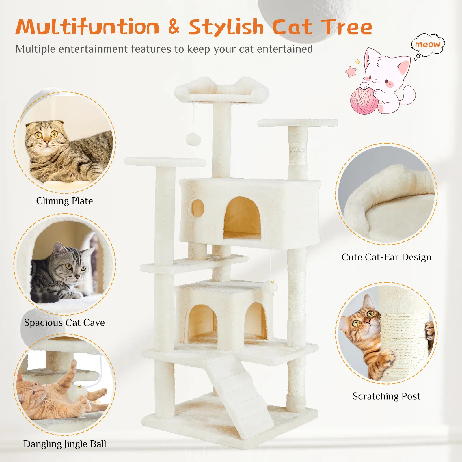 Multi Functional Cat Treehouse Climbing Frame