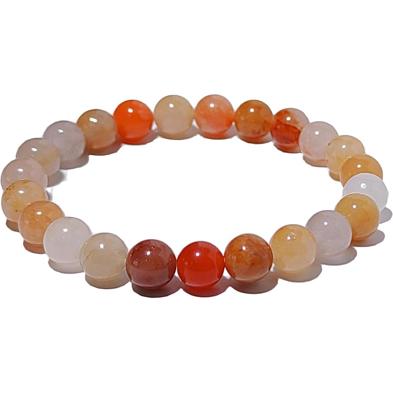 Healing Crystals Beaded Bracelets For Womens Natural Gemstone 8mm Beads Stretch Bracelets With Double Happiness Pendant