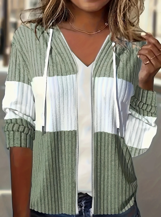 Color Block Zip-up Hoodie Jacket