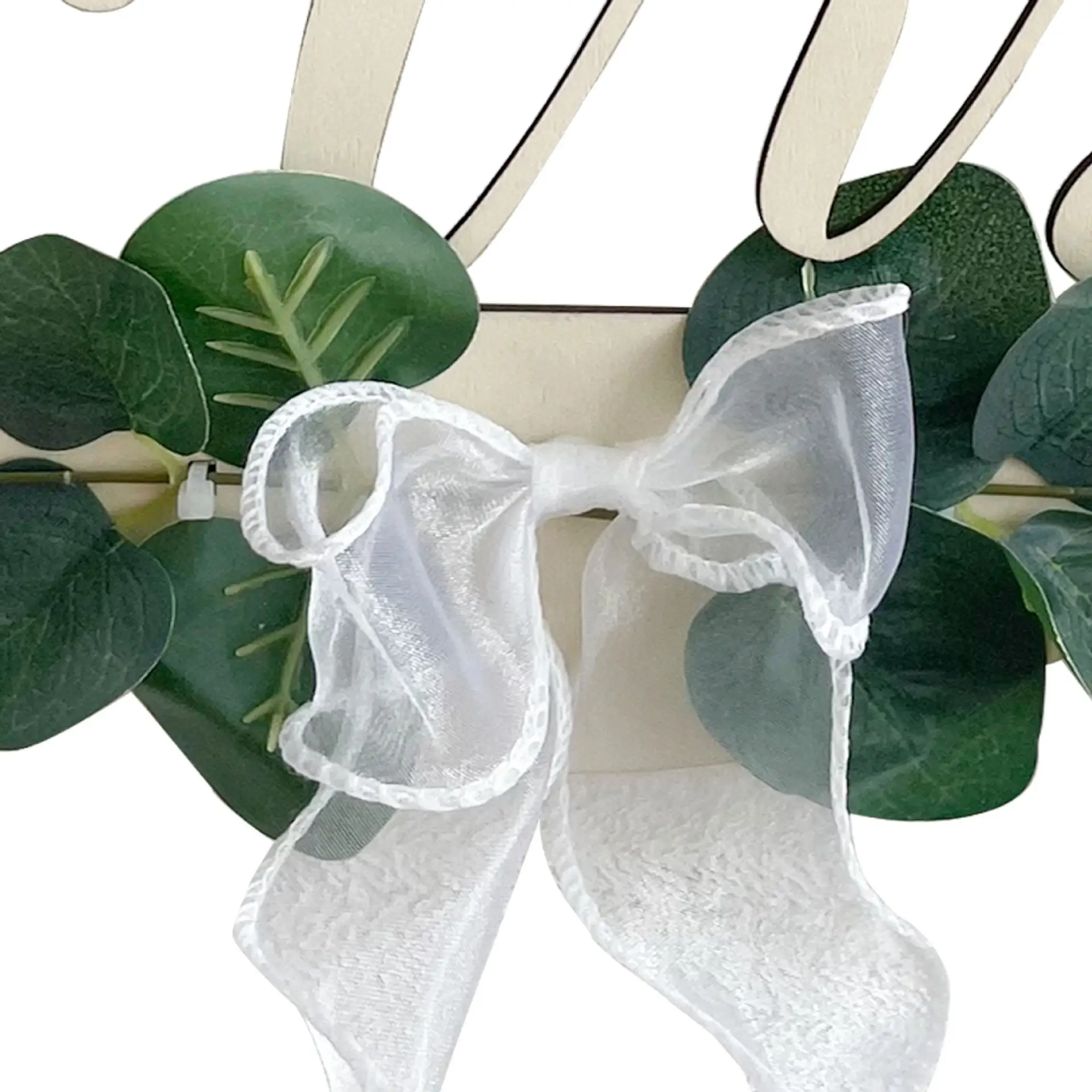 Mr And Mrs Wedding Chair Signs, Rustic Wooden Eucalyptus Chair Hanging Decor With Bowknot, Boho Bride Groom Chair Markers For Wedding Ceremony Reception Backdro