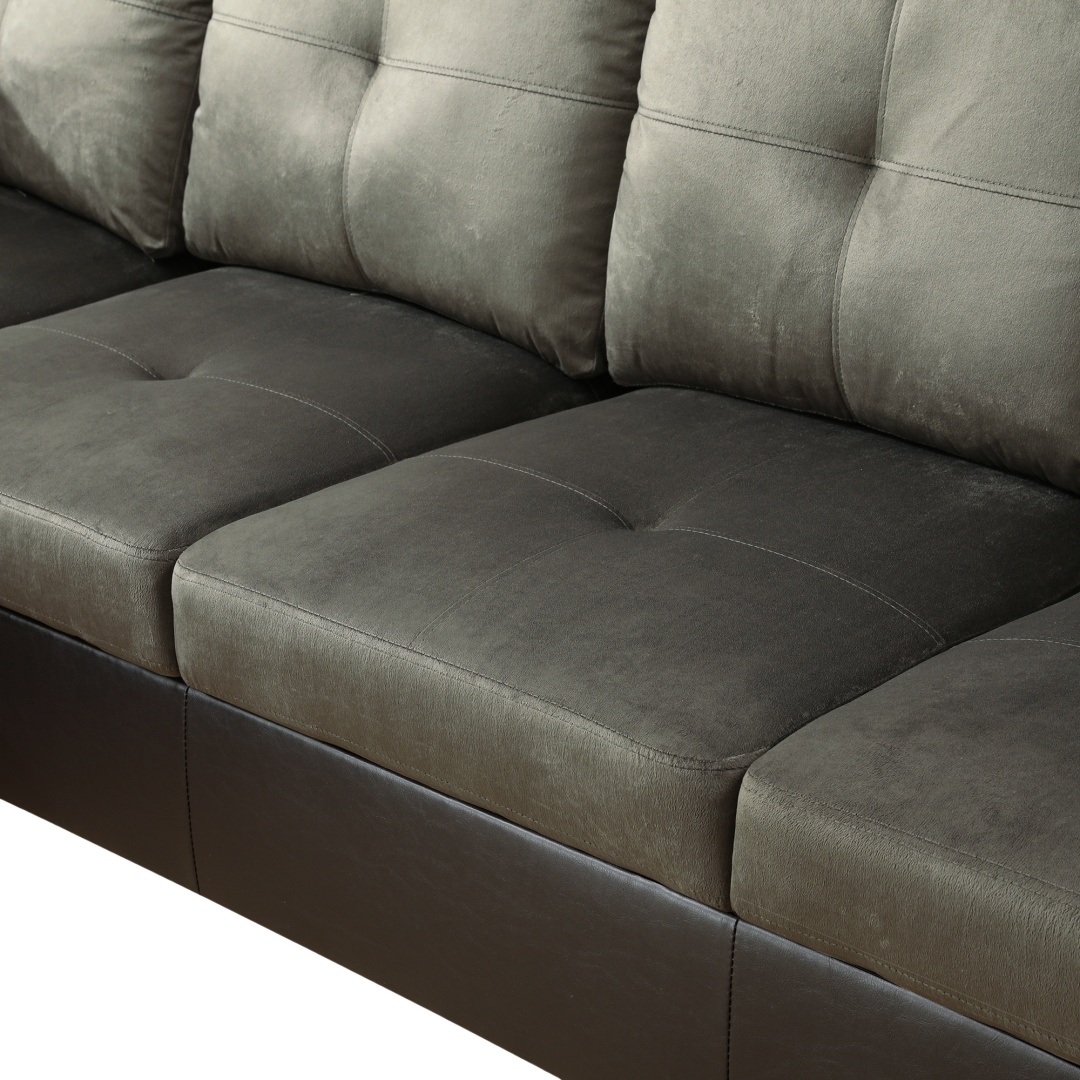 Taupe Flannel And PVC 3-Piece Couch Living Room Sofa Set