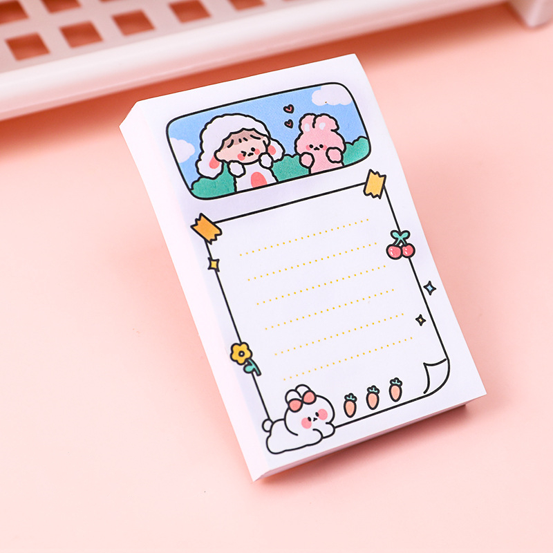 Cartoon Doodle Girl Post-it Notes Girly Heart stationary cute office supplies - Picture 10 of 10