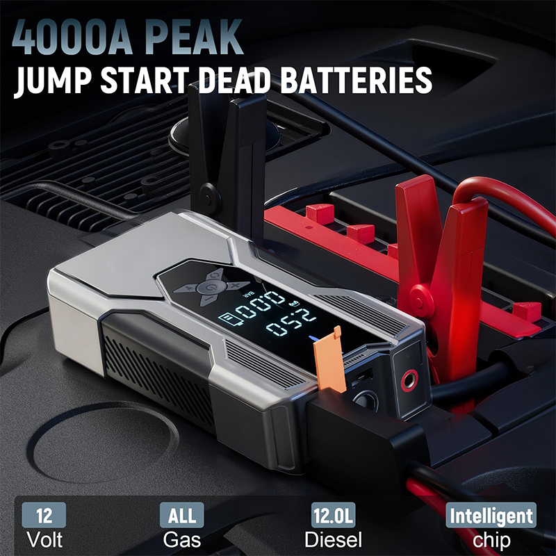 Car J Ump Starter With Air Compressors Battery Booster 8000mah Power Bank — image 4