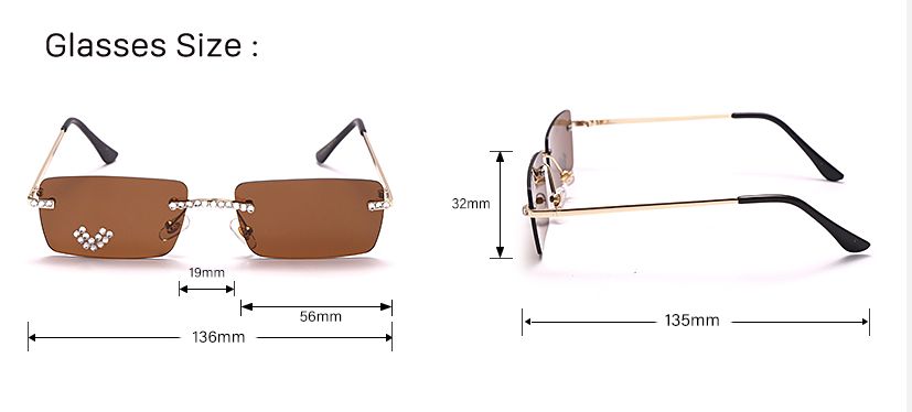 Title 8, Fashion Trendy Frameless Trimmed Sunglasses