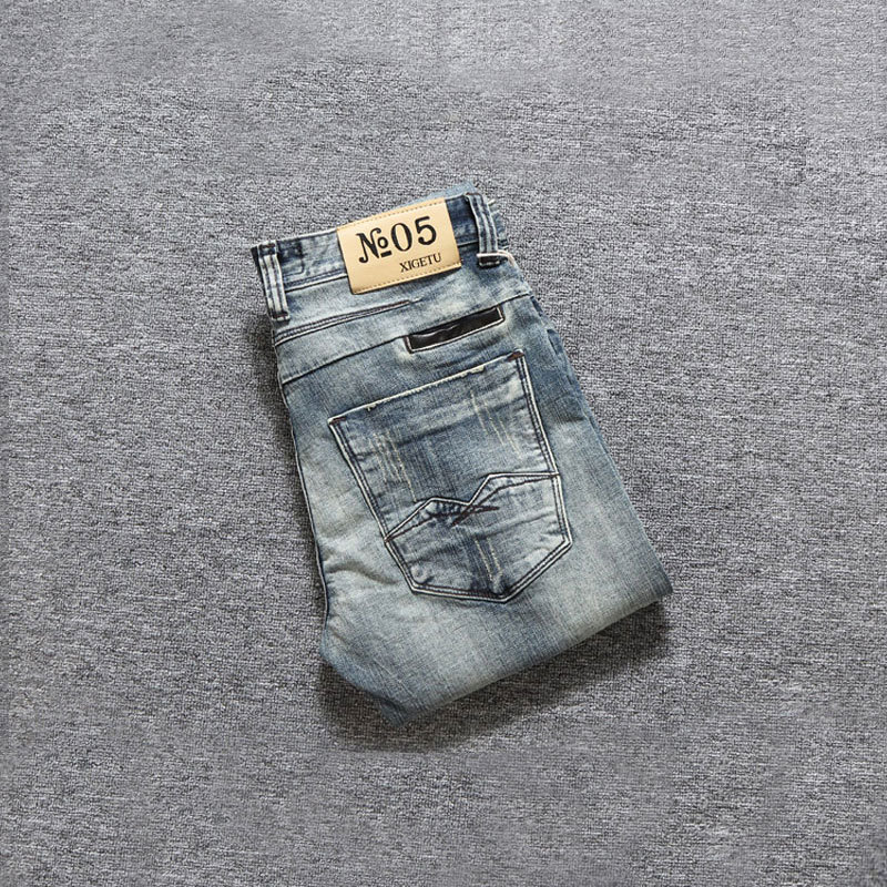 Title 5, Heren jeans met wassing, blauwe patches en elas...