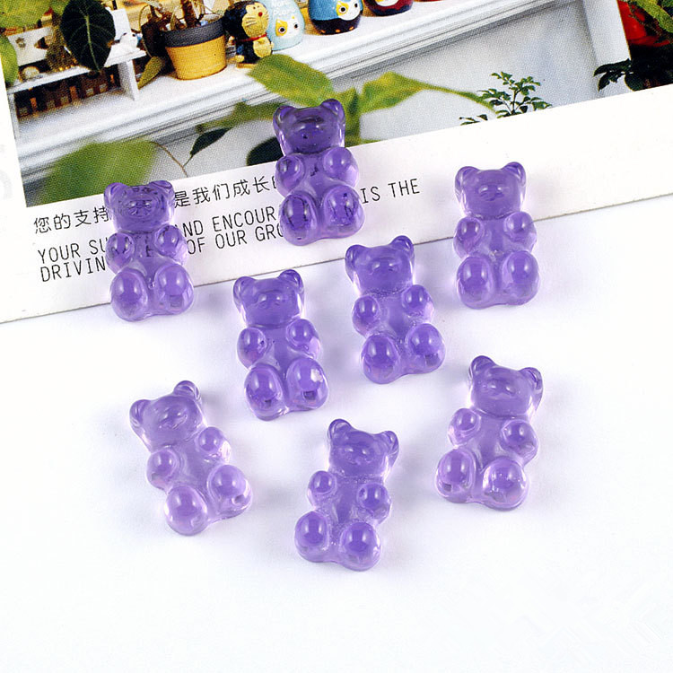 Jelly Transparent Bear Resin Accessories Creative Diy Earrings Necklace Material Light Purple - Shop at LoveMi