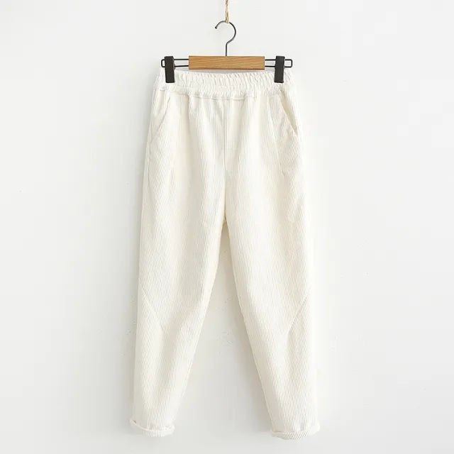 Ladies Fashion Corduroy Harem Pants Vintage Beige - Shop at LoveMi