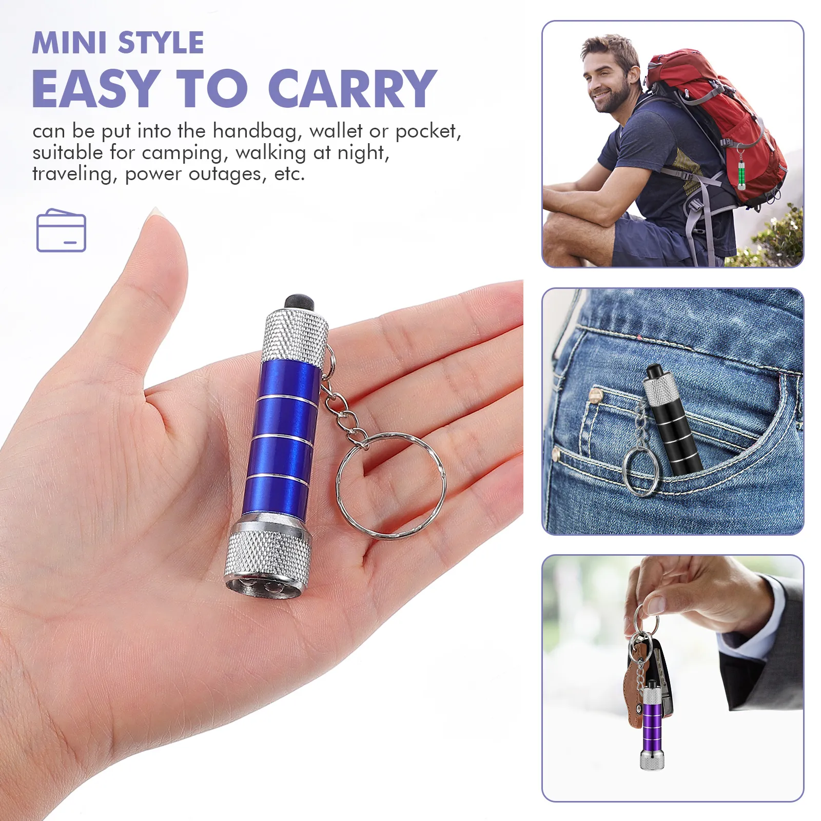 Mini Keychain Light Emergency Night Light Camping Flashlight Portable LED Torch Aluminum Keyring – image 3