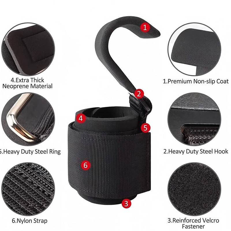 2Pcs Weight Lifting Hooks Gym Training Wrist Support Straps Bar Grips R — image 5