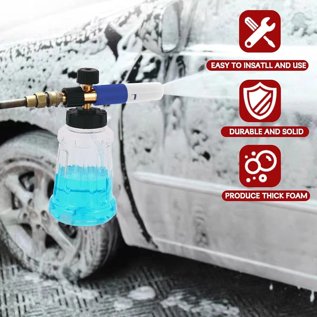 Quick Release 14 Snow Foam Lance Pressure Washer Gun Soap Cannon Bottle