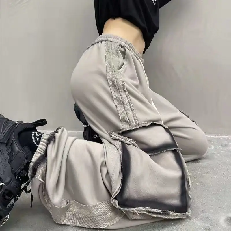 New Grey Sports Pants Fashion Loose Workwear Retro