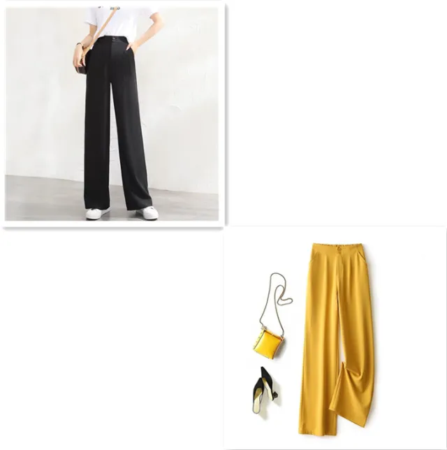 Loose And Slim Straight Casual Mopping Chiffon Suit Pants Black Yellow - Shop at LoveMi
