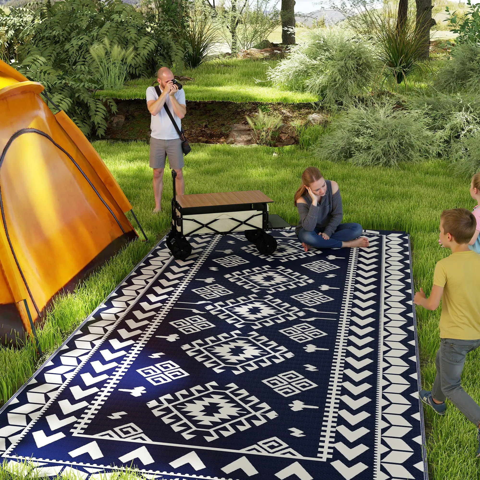 Reversible Outdoor Rug, Waterproof Plastic Straw