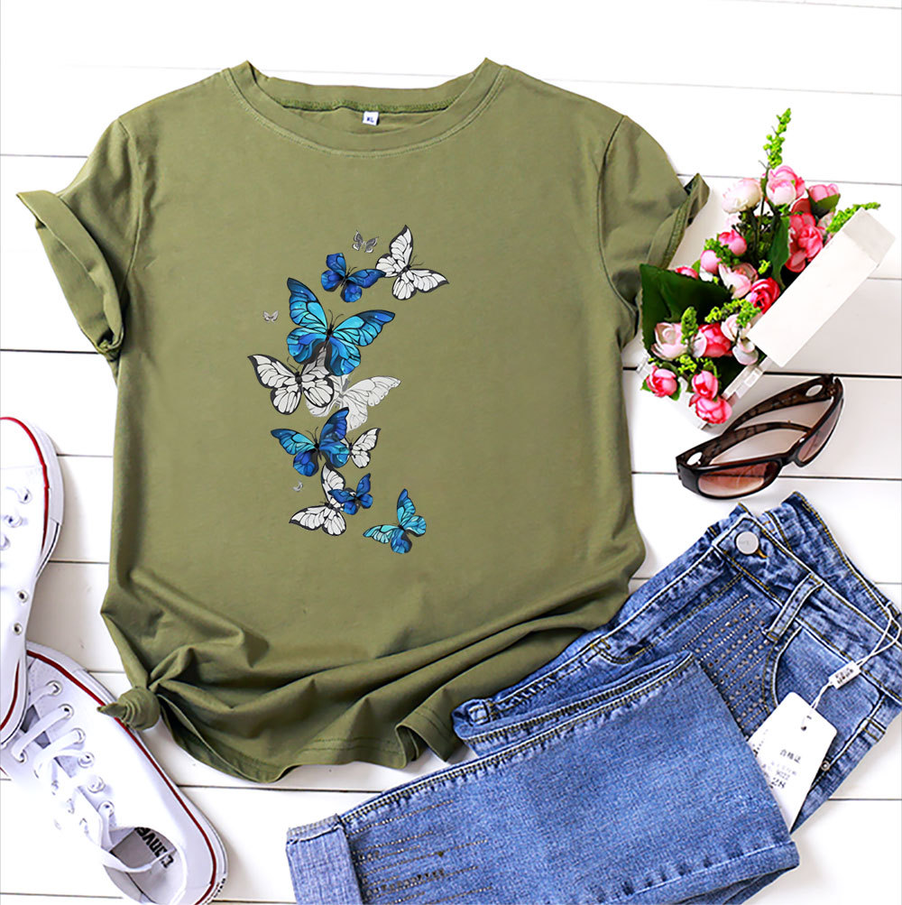 Title 6, Womens fashion flying butterfly print cotton r...