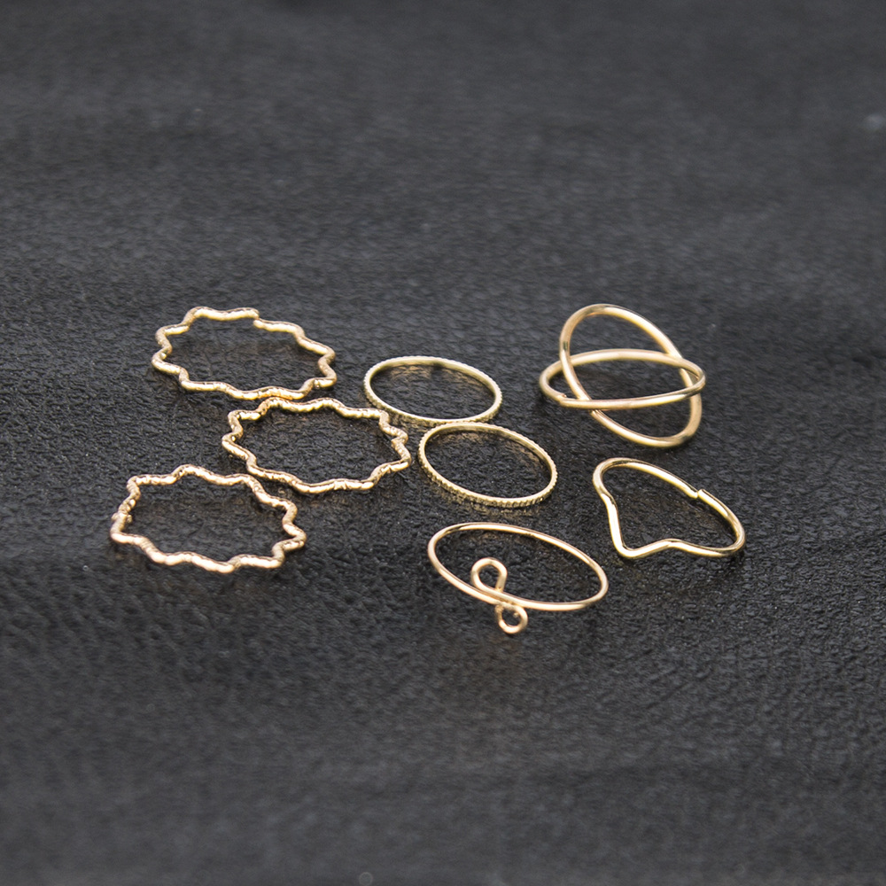 Metal Ring Set Simple Design Feeling Cold And Windy