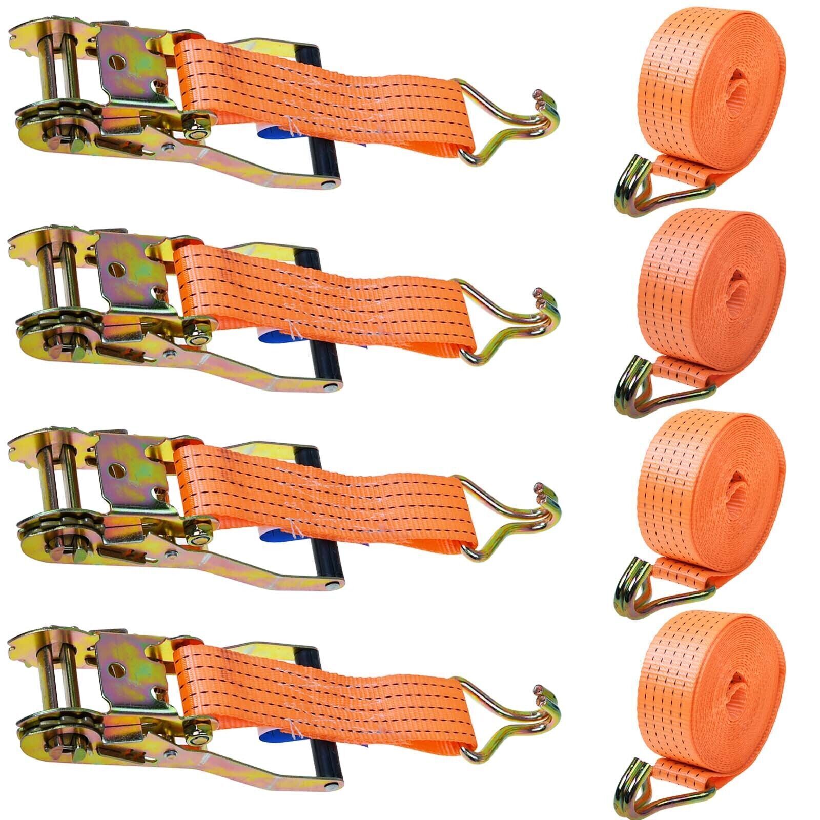 4X Heavy Duty Ratchet Ties Down Straps 50mm-6 Meter Lashing Cargo Luggage 3000KG